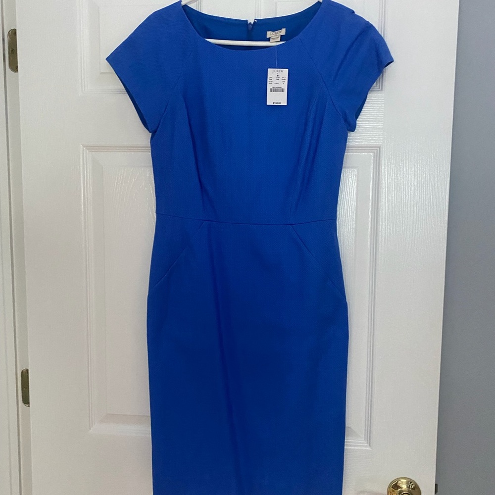 JCrew bright blue cotton sheath dress
